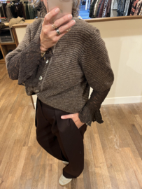Vest bruin met beige gestreept 1 maat 36 tot 42
