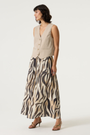 Garcia lange rok beige/bruin geprint