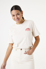 Garcia t-shirt beige met rood/roze rugprint