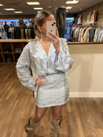 Jurk baby blauw met hartjes