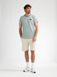 Petrol streep creme met zeegroen