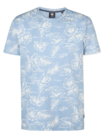Petrol T-shirt light blue met bloemen print 623