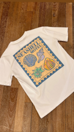 Tshirt wit met blauwe schelpen rugprint