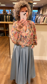 Blouse pastel gebloemd