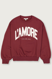 Garcia sweater bordeaux met creme letters