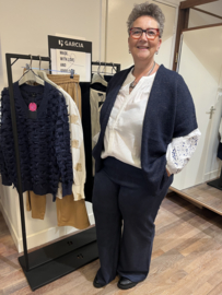 Exxcellent  Annabelle suede look donkerblauw met gladde elastische band