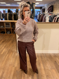 Garcia lederlook broek wijd model bordeaux