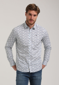 Gabbiano shirt met print ecru met petrol blauw