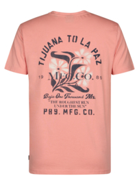 Petrol T-Shirt met bloemen backprint light coral