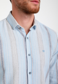 Gabbiano  shirt lichtblauw/navy streep motief linnen look
