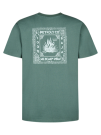 Petrol t-shirt valt ruim zeegroen met rugprint