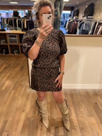 Garcia top panter print en pofmouw