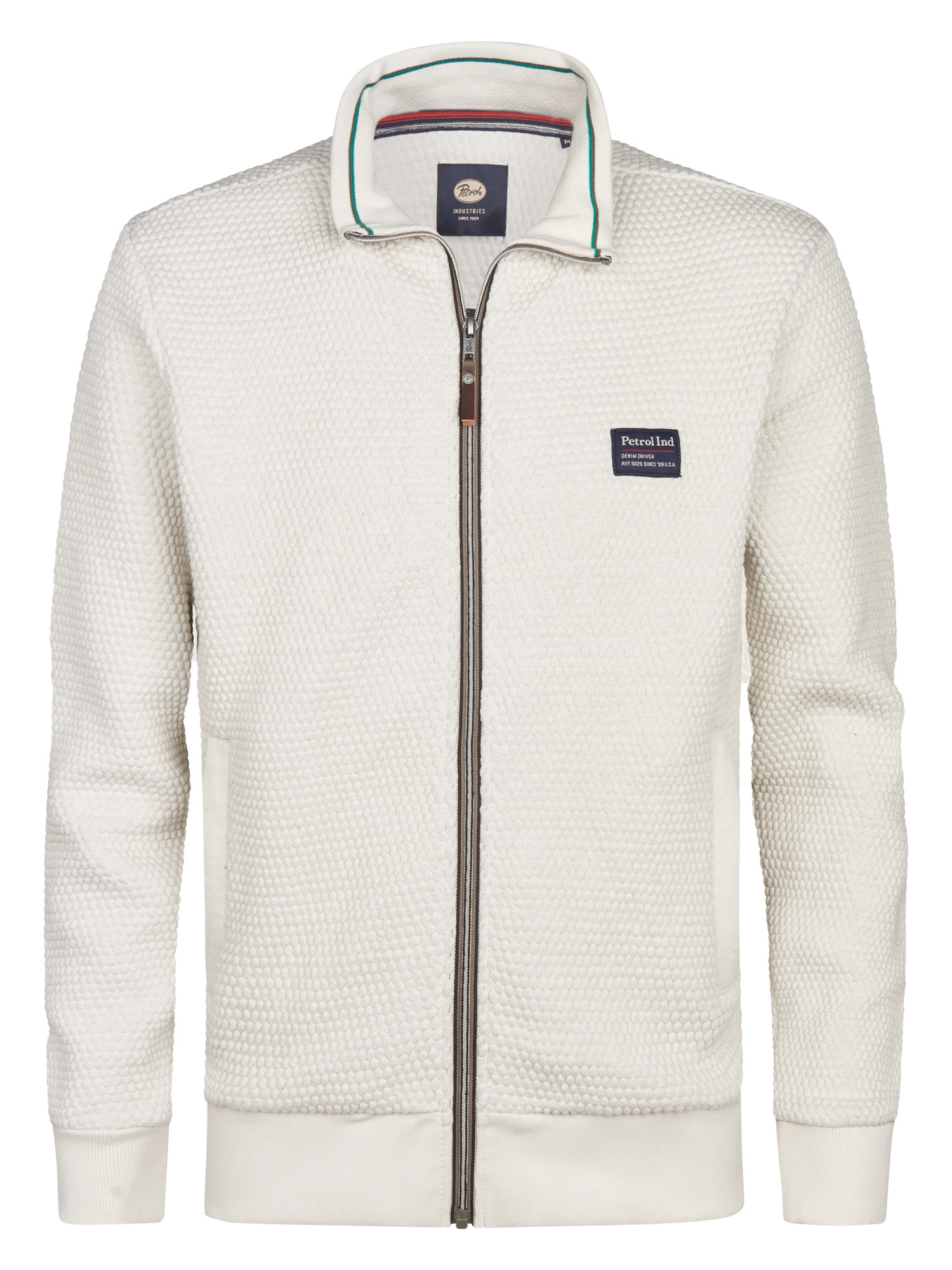 Petrol sweat vest creme met honinggraad motief SWC 343