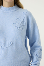 Garcia trui met bloem licht blauw