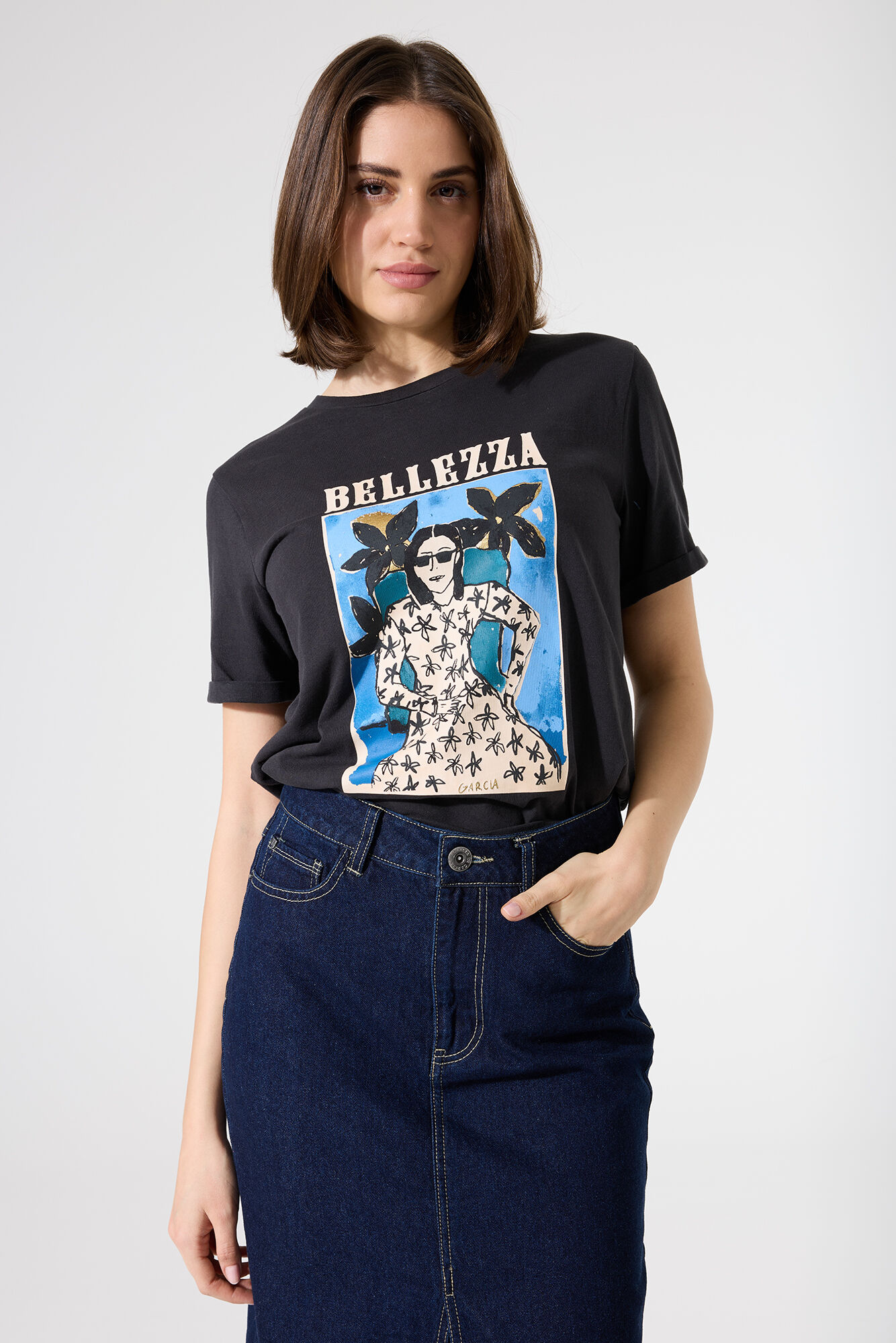 Garcia T-shirt zwart met opdruk