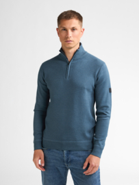 Petrol trui fijn gebreid grijs/blauw