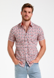 Gabbiano shirt korte mouw  koraalkleur/blauw/creme geprint