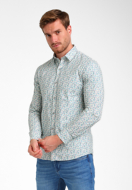 Gabbiano shirt groen/taupe /creme geprint