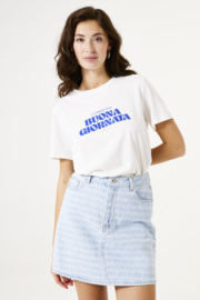 Garcia t-shirt wit met blauwe tekst
