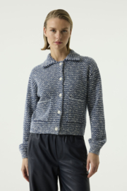 Garcia Boucle jasje blauw/wit gemeleerd