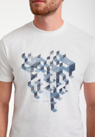 Gabbiano T-shirt ecru met blok print voorkant 155516