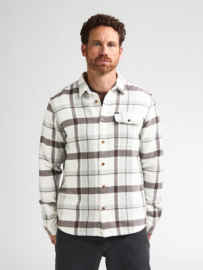Petrol  overshirt wit/mint/bruin geblokt SIL410