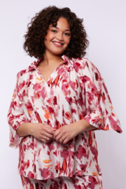 Exxellent ''Berkley'' blouse zand met roze geprint