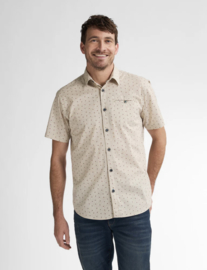 Petrol shirt korte mouw zand met pluimpjes