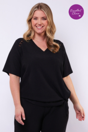 Exxcellent Jaya zwart v-hals met knoop aan de zijkant