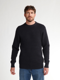 Petrol trui grof gebreid zwart/navy KWR241