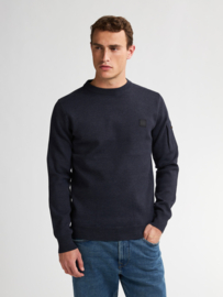 Petrol trui navy met zakje op de mouw KWC249