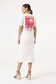 Garcia t-shirt beige met rood/roze rugprint