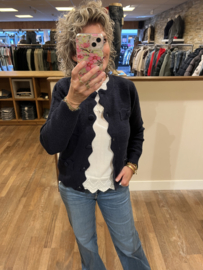 Vest donkerblauw met schulprandje