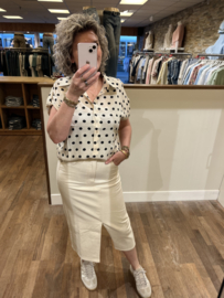 Blouse beige met zwarte stip