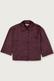 Garcia lederlook bordeaux blouse wijd model