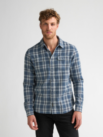 Petrol flanel shirt blauw grijs/ creme geblokt SIL431  KL5202