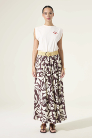 Garcia lange rok met bloemen print creme/bruin
