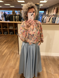 Rok lang Jeans blauw met steekzakken valt ruim