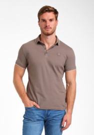 Gabbiano polo taupe kleur met creme randje op kraag en mouw