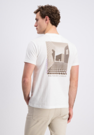 Gabbiano T-shirt Bara wit met bruine backprint