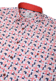 Gabbiano shirt korte mouw  koraalkleur/blauw/creme geprint