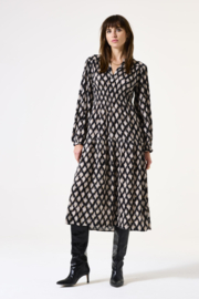Garcia maxi dress zwart/grijs/beige goud geprint
