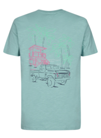 Petrol t-shirt aqua green backprint auto
