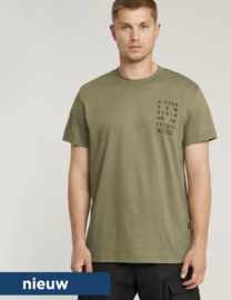 G-star Text chest  ensis green met logo op borst valt groot