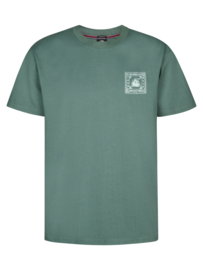 Petrol t-shirt valt ruim zeegroen met rugprint