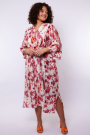 Exxellent ''Soraya'' jurk zand met roze geprint