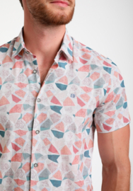 Gabbiano shirt korte mouw met print ecru/blauw/coral 335542