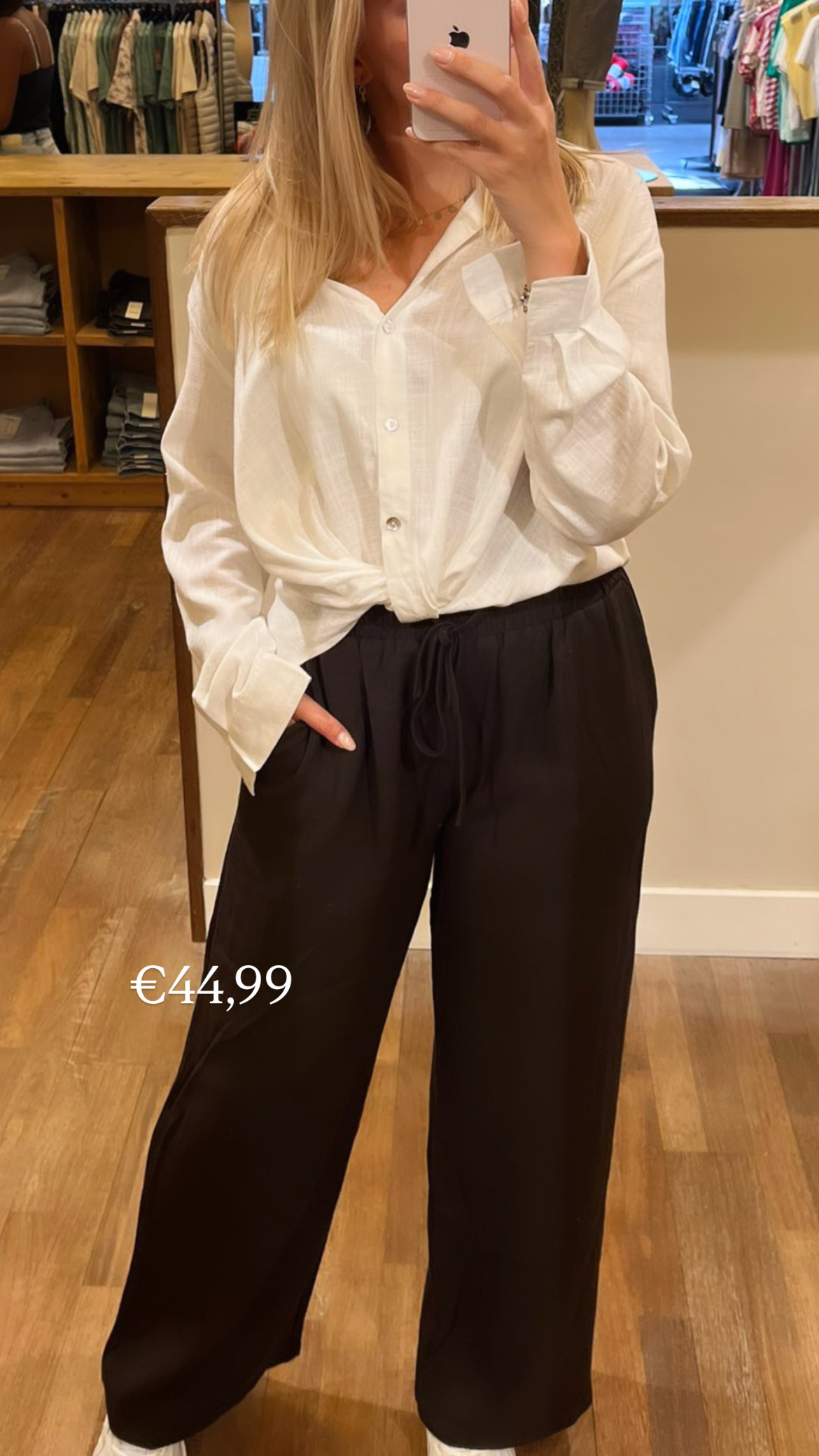 Linnen blouse wit met v-hals