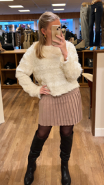 Rokje beige geplooid met gladde band bovenkant hij is super stretch