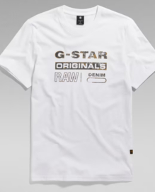 G-star t-shirt wit met zwart/geel logo